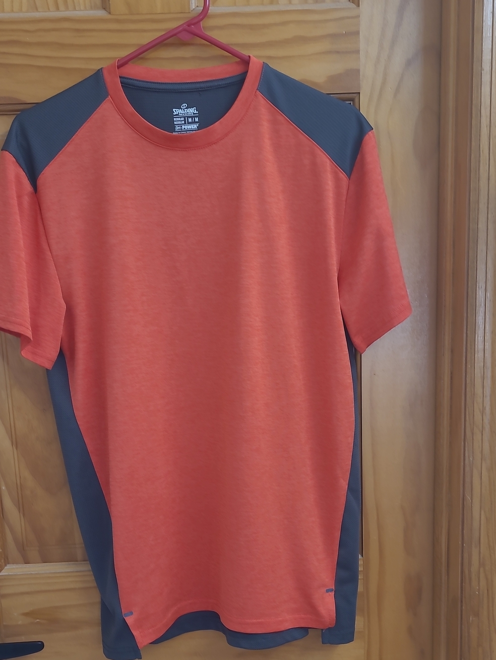 Spalding Men's Orange Athletic Crew Neck Tee with Gray Panels